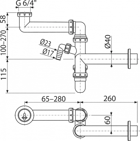 Сифон AlcaPlast A872P (d 40 мм)