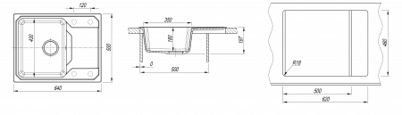 Мойка Bamboo Кардинал 640 черный 29.030.C0640.407 (640x500 мм)