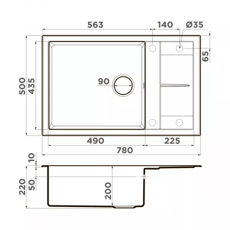 Мойка Omoikiri Sumi 78-LB-DC темный шоколад (780x500 мм) 4993723