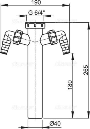 Патрубок AlcaPlast A44M-DN40