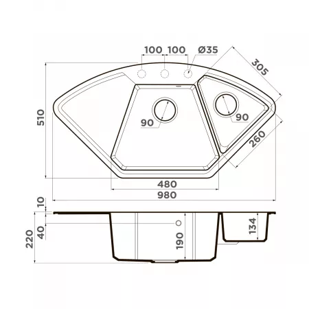 Мойка Omoikiri Yonaka 98-C-CA карамель (980x500 мм) 4993713