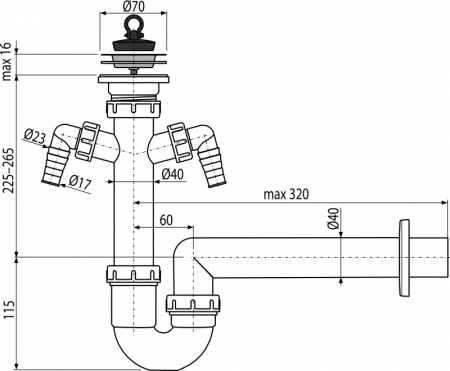 Сифон AlcaPlast A820-DN40