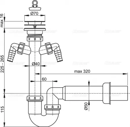Сифон AlcaPlast A820-DN50