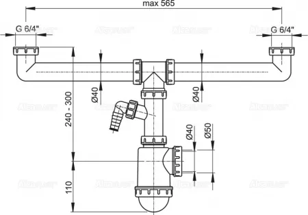 Сифон AlcaPlast A448P-DN50/40