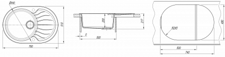 Мойка Dr. Gans Берта-760 дюна 25.040.C0760.402 (760x510 мм)