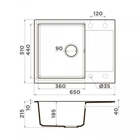 Мойка Omoikiri Daisen 65-PA пастила (650x510 мм) 4993680