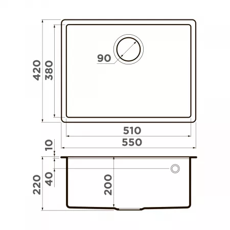 Мойка Omoikiri Tedori 54-U-BL черный (550x420 мм) 4993988