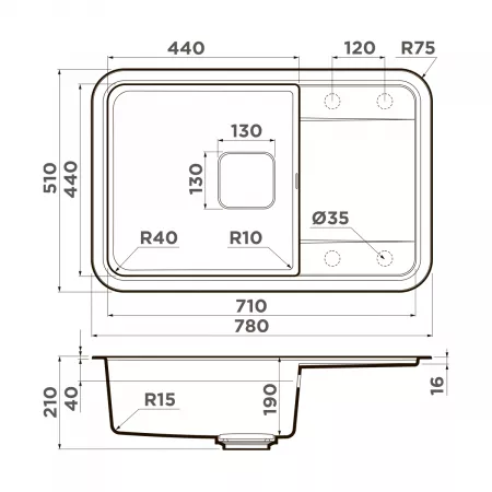 Мойка Omoikiri Tasogare 78-DC темный шоколад (780x510 мм) 4993749