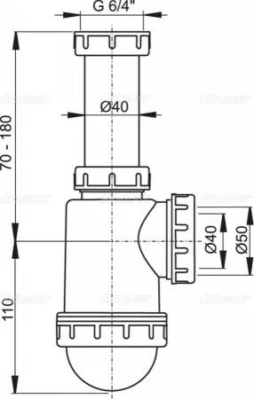 Сифон AlcaPlast A443-DN50/40