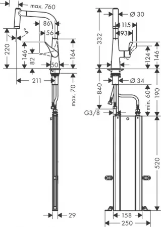 Смеситель Hansgrohe Metris 73800000 хром