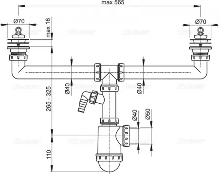 Сифон AlcaPlast A449P-DN50/40