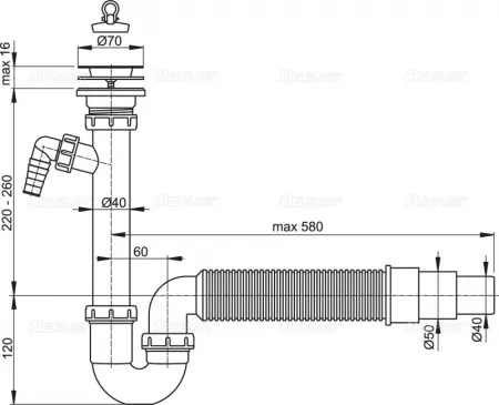 Сифон AlcaPlast A830-DN50/40