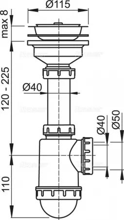 Сифон AlcaPlast A446-DN50/40