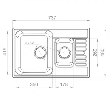 Мойка Raiber Судеты белый RQ377 (737x480 мм)