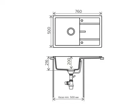 Мойка Tolero Classic R-112 черный (760x500 мм) 765766