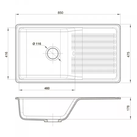 Мойка GranFest Quarz бежевый (475x850 мм) 73 бежевый