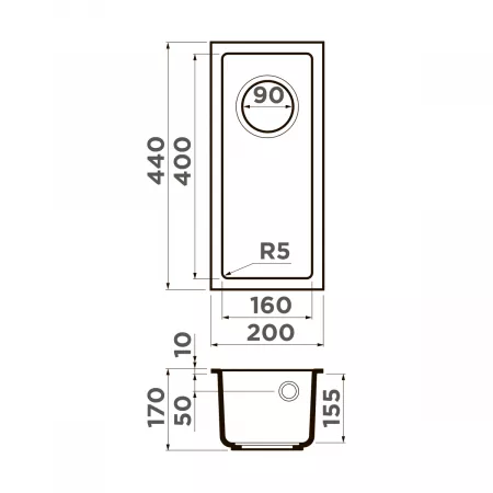 Мойка Omoikiri Bosen 20-U-CH шампань (200x440 мм) 4993246