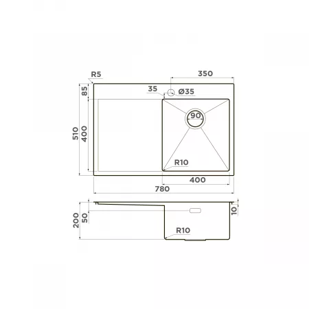Мойка Omoikiri Akisame 78-GM-R вороненая сталь (780x510 мм) 4973100