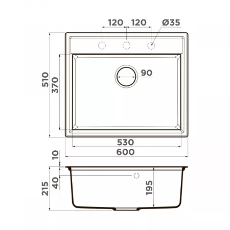 Мойка Omoikiri Daisen 60-SA бежевый (600x510 мм) 4993623