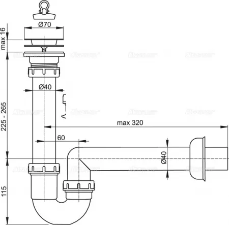 Сифон AlcaPlast A800-DN40