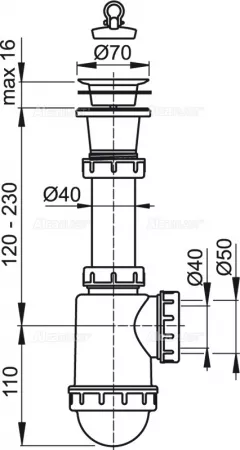 Сифон AlcaPlast A442-DN50/40