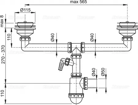 Сифон AlcaPlast A453P (d 40/50 мм)