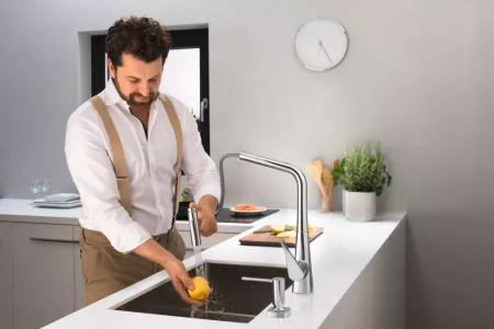 Смеситель Hansgrohe Metris Select 73816800 под сталь