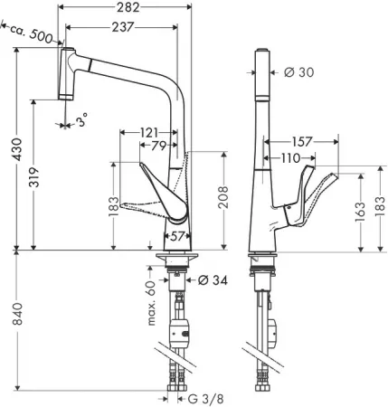 Смеситель Hansgrohe Metris 14820000 хром
