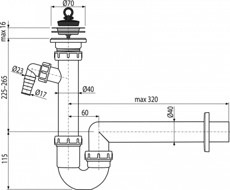 Сифон AlcaPlast A810-DN40