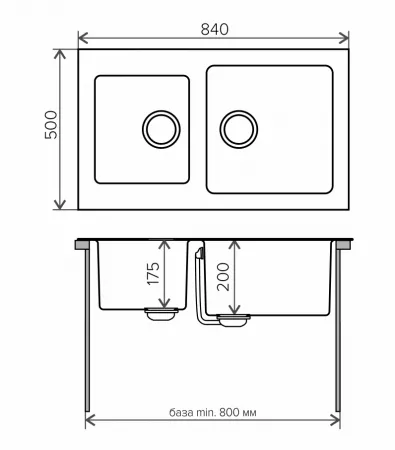 Мойка Tolero Twist TTS-840 черный (840x500 мм) 474308
