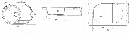 Мойка Flortek Дафна 760 грей (760x500 мм) 23.030.С0760.305