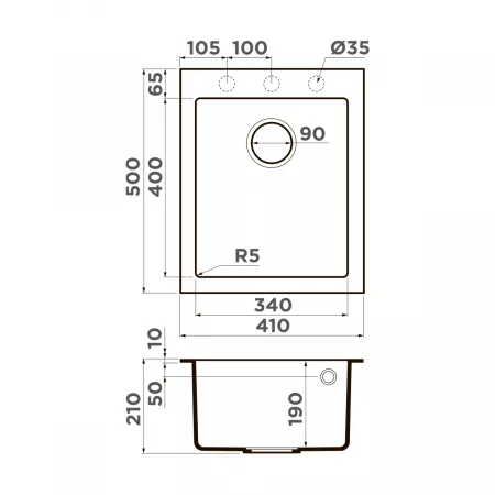 Мойка Omoikiri Bosen 41-BL черный (410x500 мм) 4993141