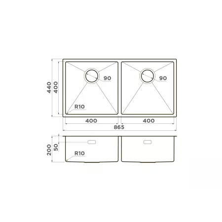 Мойка Omoikiri Taki 86-2-U IF-GM вороненая сталь (865x440 мм) 4993793