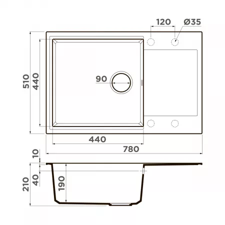 Мойка Omoikiri Daisen 78-LB-GR leningrad grey (780x510 мм) 4993690