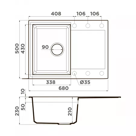 Мойка Omoikiri Sakaime 68-GR leningrad grey (680x500 мм) 4993545