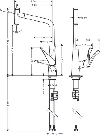 Смеситель Hansgrohe Metris Select 14884800 под сталь