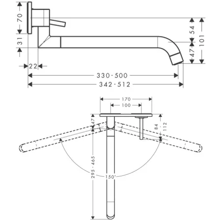 Смеситель AXOR Uno 38815140 шлифованная бронза
