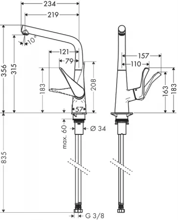 Смеситель Hansgrohe Metris 14822800 под сталь