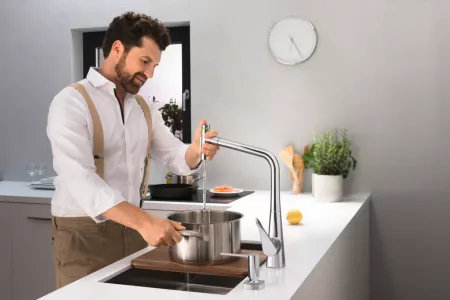 Смеситель Hansgrohe Metris Select 73816800 под сталь