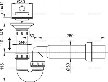 Сифон AlcaPlast A464-DN50