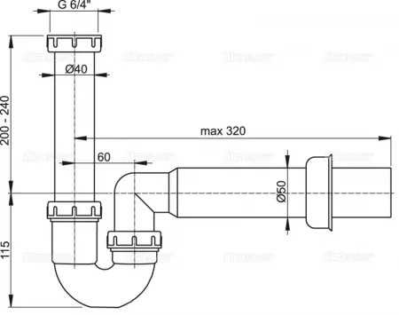 Сифон AlcaPlast A80-DN50