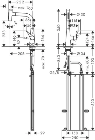 Смеситель Hansgrohe Metris Select 73817800 под сталь