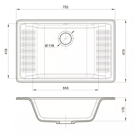 Мойка GranFest Quarz белый  (475x752 мм) 71 белый