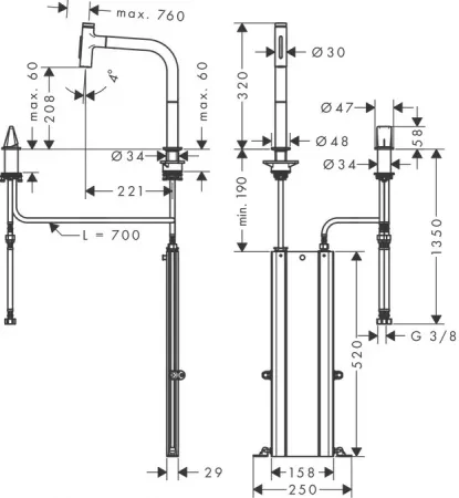 Смеситель Hansgrohe Metris Select 73818800 под сталь