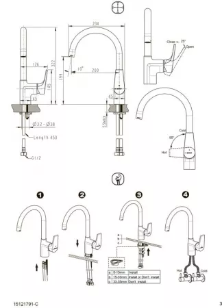 Смеситель Bravat VEGA F7119177CP-3 хром