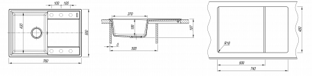 Мойка Flortek Консул 760 черный (760x500 мм) 23.020.C0760.102