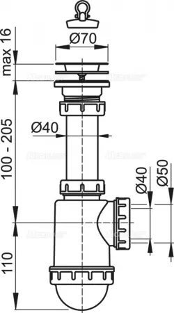 Сифон AlcaPlast A441-DN50/40