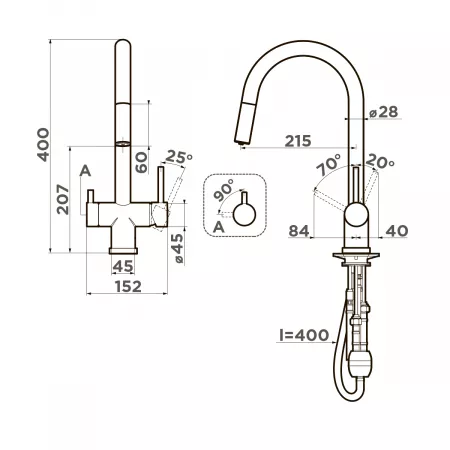 Смеситель Omoikiri Akita-S-C хром 4994330