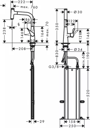 Смеситель Hansgrohe Metris Select 73802000 хром