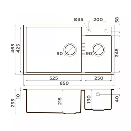 Мойка Omoikiri Tedori 85-2-U-WH белый (850x465 мм) 4993943